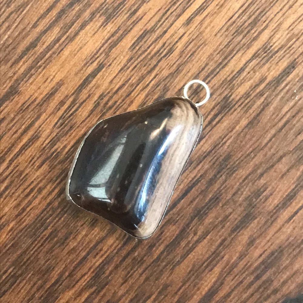 Handmade petrified wood pendant ☀️